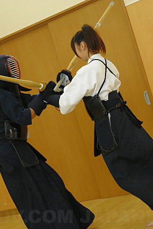 Nasty Kendo lady Jun Sena in a hot threesome